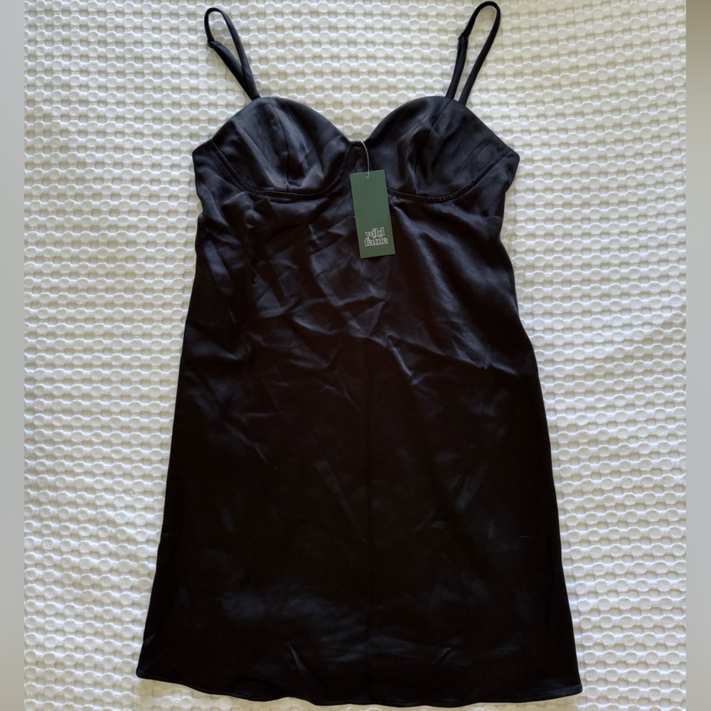 NWT Wild Fable Black Satin Slip Dress